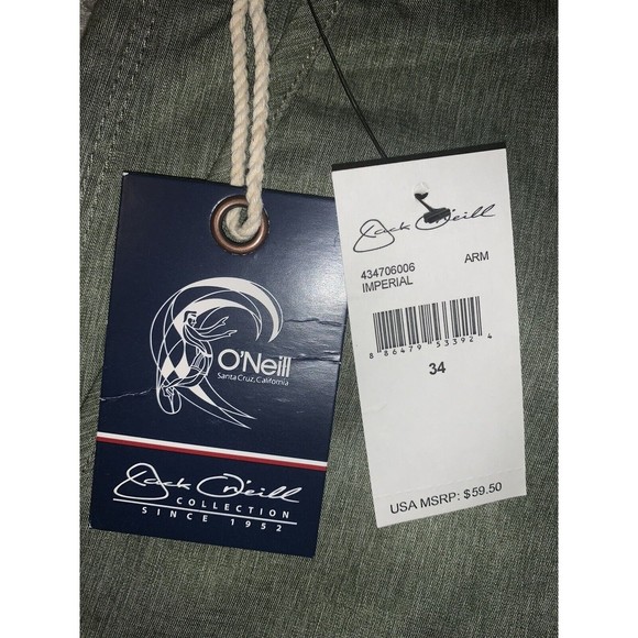 NWT! Jack O'Neill Collection O’Neil Mens Green Casual Polyester Shorts - Size 34 - Picture 2 of 6